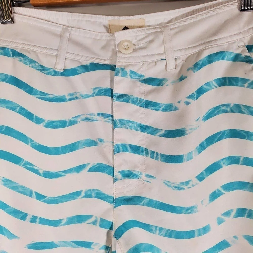 Sperry Swim Bottom Watershort Wave Stripe Knock Out Board Short Blue Size 30